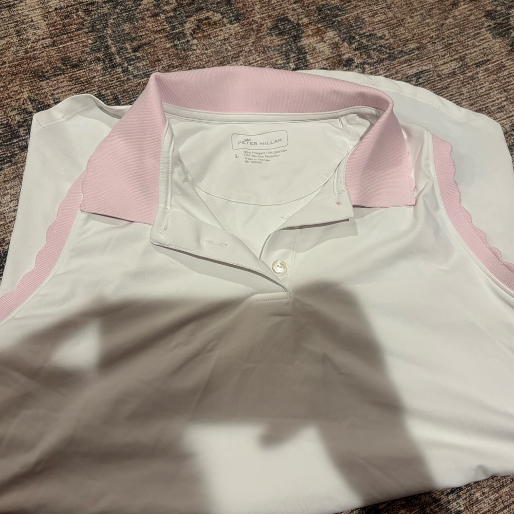 Peter Millar Pink and White Polo